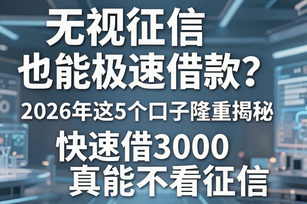 无视征信也能极速借款？2026年这5个口子隆重揭秘，快速借3000真能不看征信！