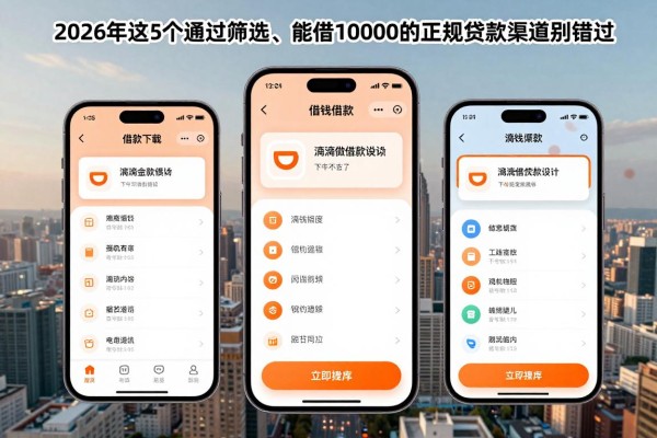 类似滴滴金融借款app下载一样正规的借钱平台，2026年这5个通过筛选、能借10000的正规贷款渠道别错过