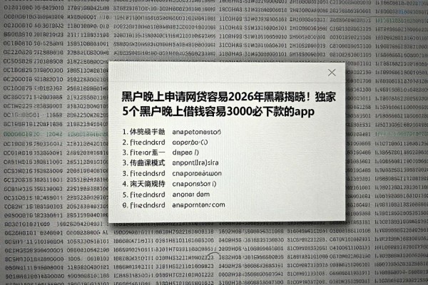 黑户晚上申请网贷容易2026年黑幕揭晓!独家5个黑户晚上借钱容易3000必下款的app