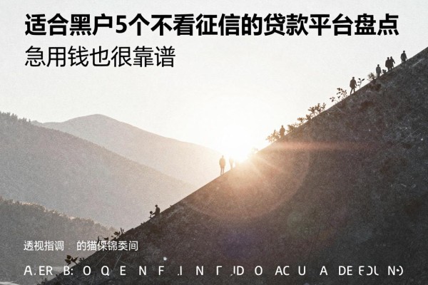 适合黑户5个不看征信的贷款平台盘点,急用钱也很靠谱