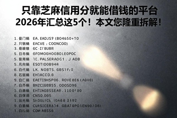 只靠芝麻信用分就能借钱的平台2026年汇总这5个!本文为您隆重拆解!