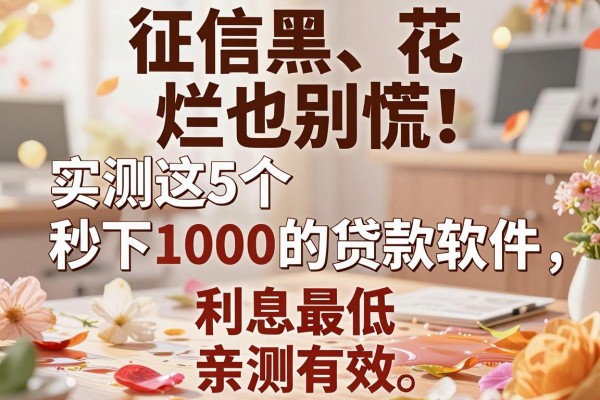 征信黑、花、烂也别慌!实测这5个秒下1000的贷款软件,利息最低亲测有效