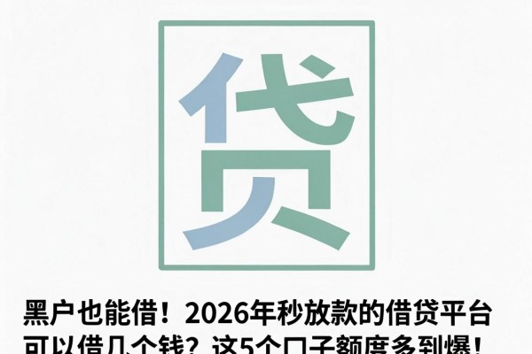 黑户也能借!2026年秒放款的借贷平台可以借几个钱?这5个口子额度多到爆!