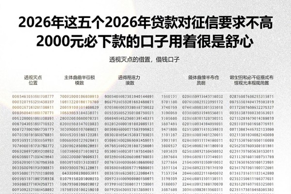 2026年借钱口子，2026年这五个2026年贷款对征信要求不高2000元必下款的口子用着很是舒心