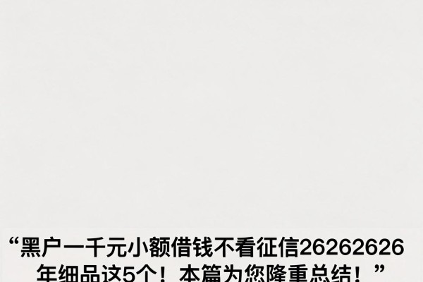 黑户一千元小额借钱不看征信20262026年细品这5个!本篇为您隆重总结!
