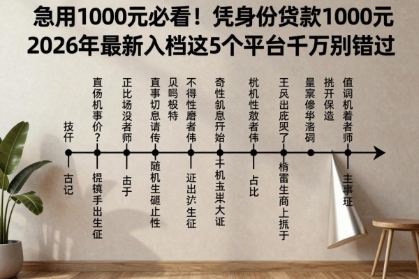 急用1000元必看！凭身份证小额贷款1000元，2026年最新入档这5个平台千万别错过