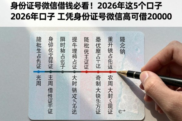 身份证号微信借钱必看！2026年这5个口子凭身份证号微信最高可借20000