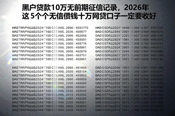 黑户贷款10万无前期征信记录,2026年这5个无征信借钱十万网贷口子一定要收好
