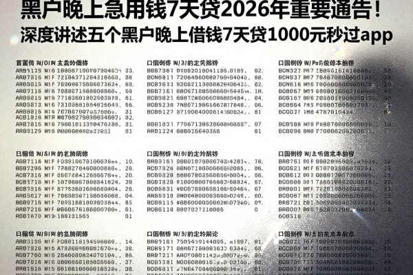 黑户晚上急用钱7天贷2026年重要通告!深度讲述五个黑户晚上借钱7天贷1000元秒过app