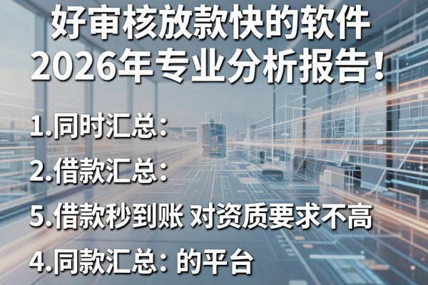 好审核放款快的软件2026年专业分析报告!同时汇总5个借款秒到账 对资质要求不高 的平台