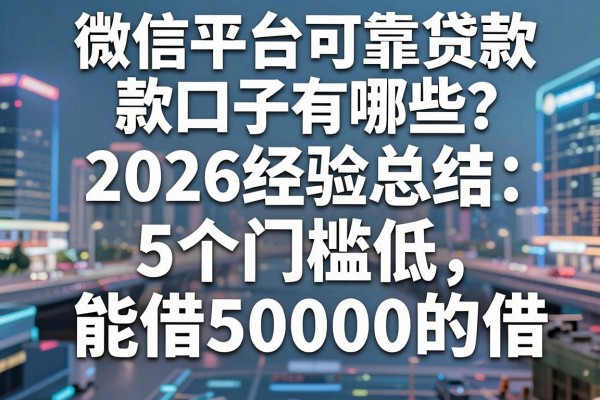 微信平台可靠贷款口子有哪些？2026经验总结：5个门槛低、能借50000的借款渠道实测评析