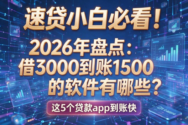 速贷小白必看！2026年盘点：借3000到账1500的软件有哪些？这5个贷款app到账快