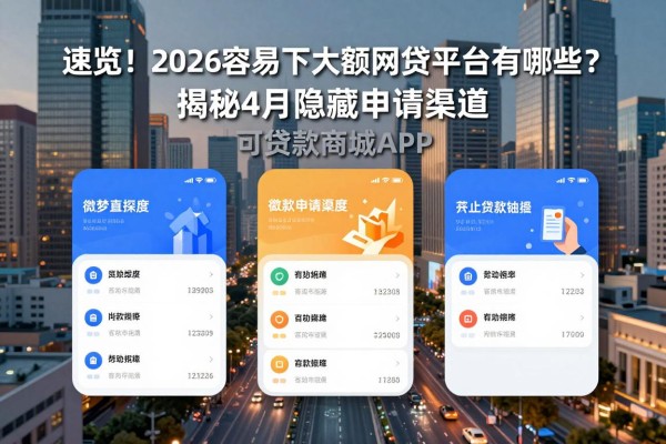 速览！2026容易下大额网贷平台有哪些？揭秘4月隐藏申请渠道及可贷款商城APP