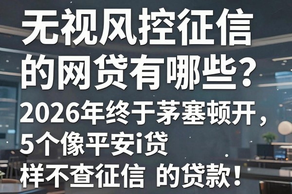 无视风控征信的网贷有哪些?2026年终于茅塞顿开,揭秘5个像平安i贷一样不查征信的贷款!