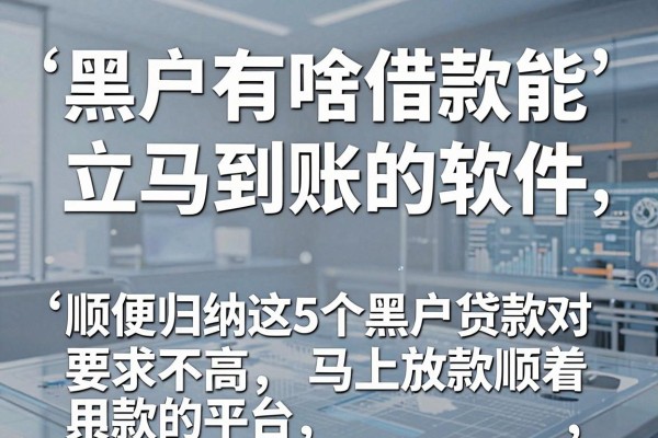 黑户有啥借款能立马到账的软件,顺便归纳这5个黑户贷款对要求不高马上放款的平台用着真挺顺手