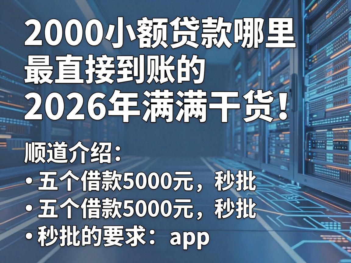 2000小额贷款哪里最直接到账的2026年满满干货!顺道介绍五个借款5000元秒批的app
