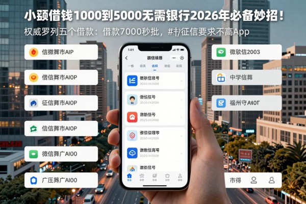 小额借钱1000到5000无需银行卡2026年必备妙招!权威罗列五个借款7000秒批对征信要求不高app