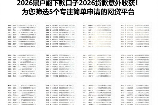 2026黑户能下款口子2026贷款意外收获!为您筛选5个专注简单申请的网贷平台