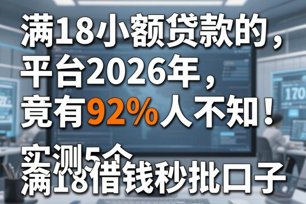 满18小额贷款的平台2026年竟有92%人不知!实测5个满18借钱秒批口子