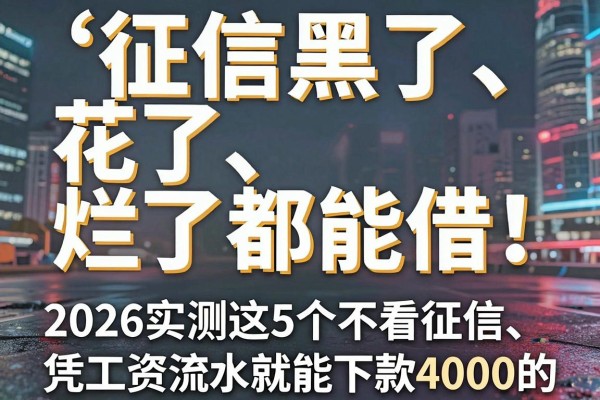 征信黑了、花了、烂了都能借！2026实测这5个不看征信、凭工资流水就能下款4000的贷款软件