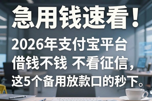 急用钱速看!2026年支付宝平台借钱不看征信,这5个备用放款口子软件真的秒下