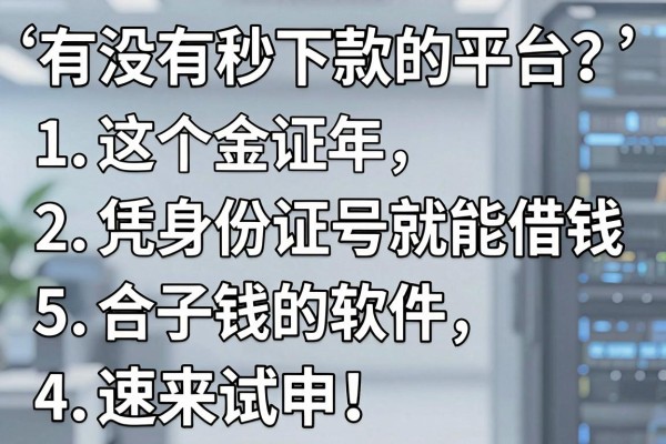 有没有秒下款的平台?这5个凭身份证号就能借钱的软件速来试申