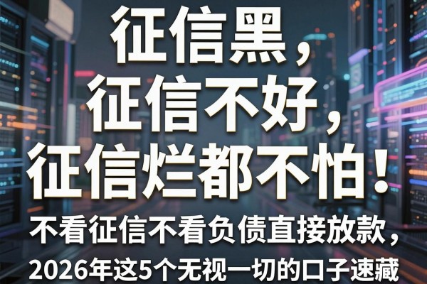 征信黑、征信不好、征信烂都不怕!不看征信不看负债直接放款,2026年这5个无视一切的口子速藏