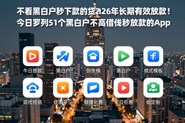 不看黑白户秒下款的贷款2026年长期有效放款!今日罗列5个对黑白户要求不高的借钱秒放款的app