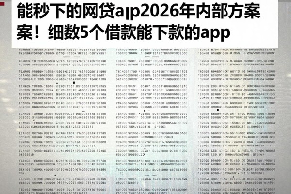 能秒下的网贷app2026年内部方案!细数5个借款能下款的app