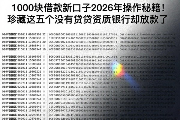 1000块借款新口子2026年操作秘籍!珍藏这五个没有贷款资质银行却放款了