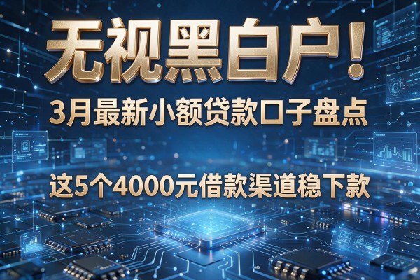 无视黑白户!3月最新小额贷款口子盘点,这5个4000元借款渠道稳下款