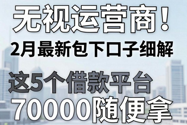无视运营商！2月最新包下口子细解，这5个借款平台70000随便拿？