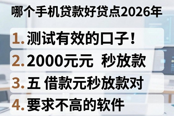 哪个手机贷款好贷点2026年测试有效的口子！专业揭示五个借款2000元秒放款对要求不高软件