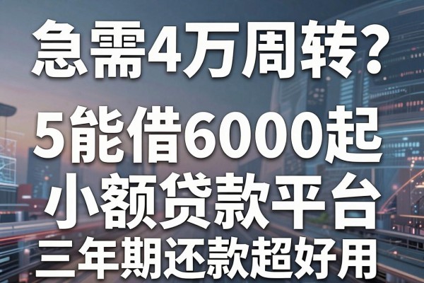 急需4万周转？这5个能借6000起的小额贷款平台，三年期还款超好用！