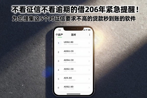 不看征信不看逾期的借钱平台app2026年紧急提醒！为您搜集这5个对征信要求不高的贷款秒到账的软件