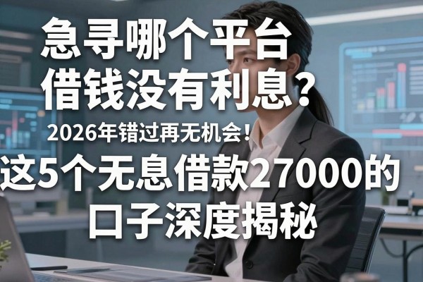 急寻哪个平台借钱没有利息？2026年错过再无机会！这5个无息借款27000的口子深度揭秘
