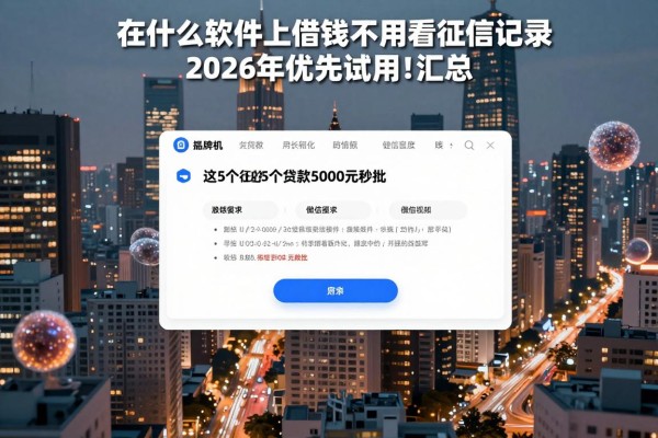 在什么软件上借钱不用看征信记录2026年优先试用！汇总​这5个贷款5000元秒批对征信要求不高的平台