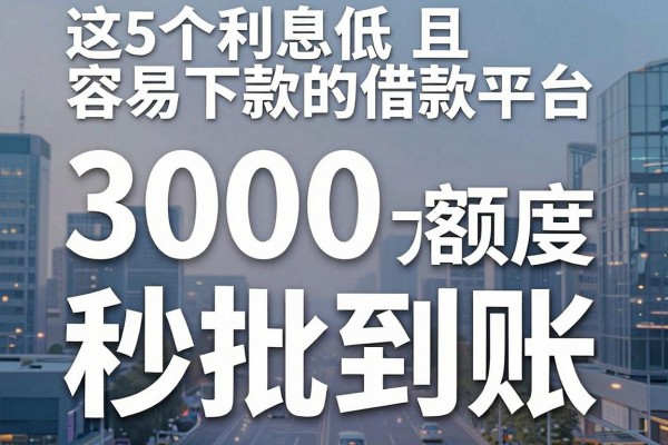 这5个利息低且容易下款的借款平台,3000元额度秒批到账!