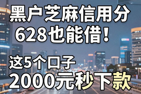 黑户芝麻信用分628也能借!这5个口子2000元秒下款