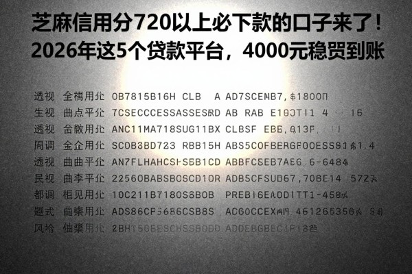 芝麻信用分720以上必下款的口子来了!2026年这5个贷款平台,4000元稳妥到账