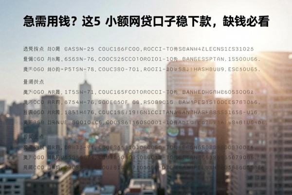 急需用钱?这5个小额网贷口子稳下款,缺钱必看!
