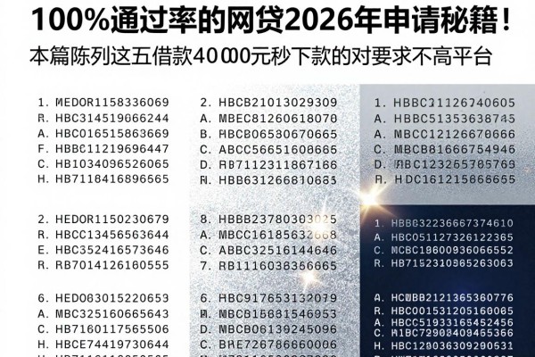 100%通过率的网贷2026年申请秘籍!本篇陈列这五个借款4000元秒下款的对要求不高平台