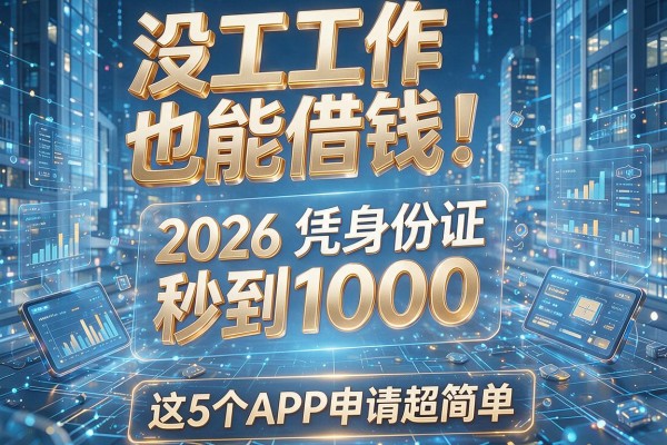 没工作也能借钱！2026凭身份证秒到1000，这5个APP申请超简单