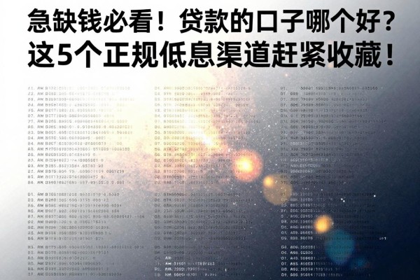 急缺钱必看!贷款的口子哪个好?这5个正规低息渠道赶紧收藏!
