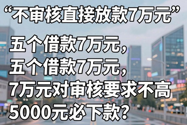 不审核直接放款7万元,详述五个借款7万元对审核要求不高5000元必下款的平台