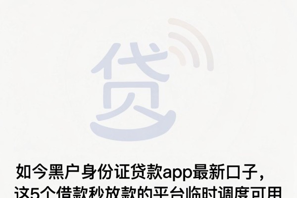 如今黑户身份证贷款app最新口子,这5个借款秒放款的平台临时调度可用