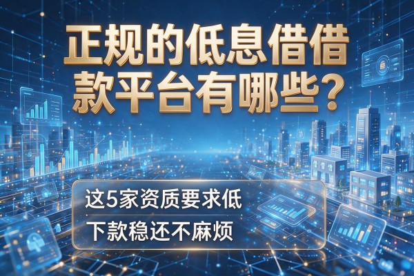 正规的低息借款平台有哪些？这5家资质要求低、下款稳还不麻烦