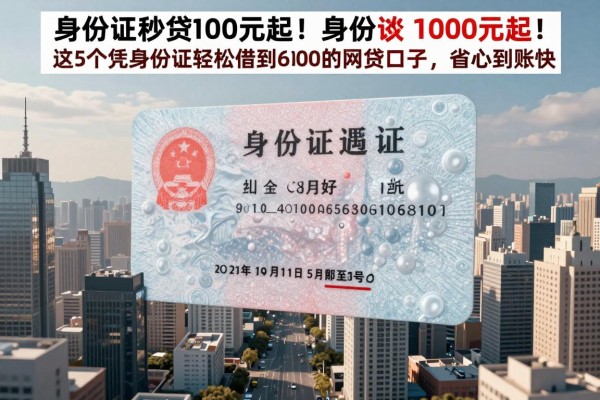 身份证秒贷1000元起!这5个凭身份证轻松借到6000的网贷口子,省心到账快