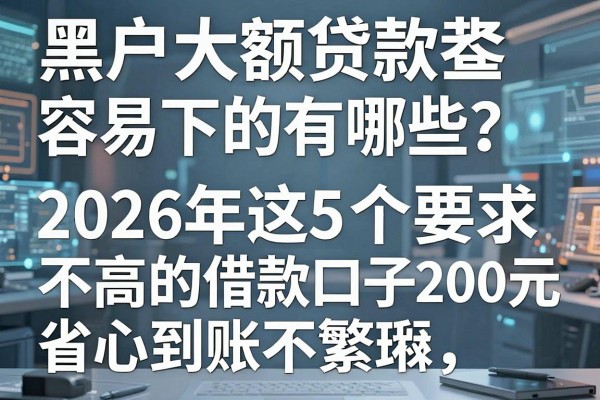 黑户大额贷款容易下款的有哪些?2026年这5个要求不高的借款口子,2000元省心到账不繁琐