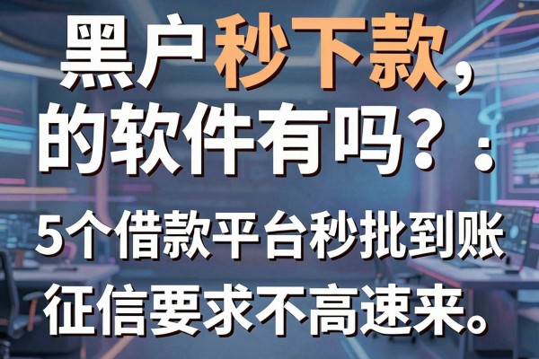 黑户秒下款的软件有吗?2026这5个借款平台秒批到账,征信要求不高速来